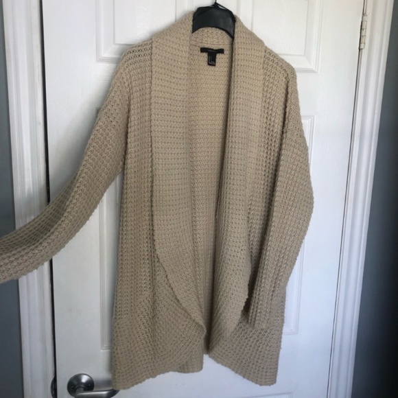 Forever 21 Beige Open Front Knit Cardigan - Picture 1 of 5